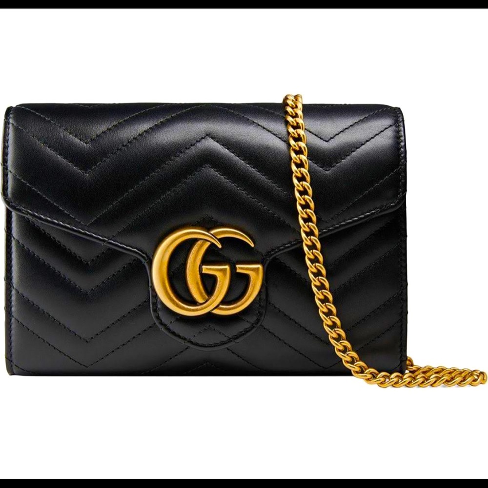 Black leather GG Marmont mini bag from Gucci